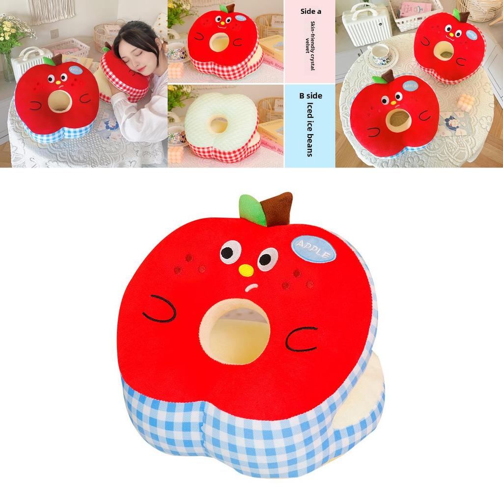 Breathable Ice Silk Hand Pillow With Embroidered Cartoon Design For Office And Library