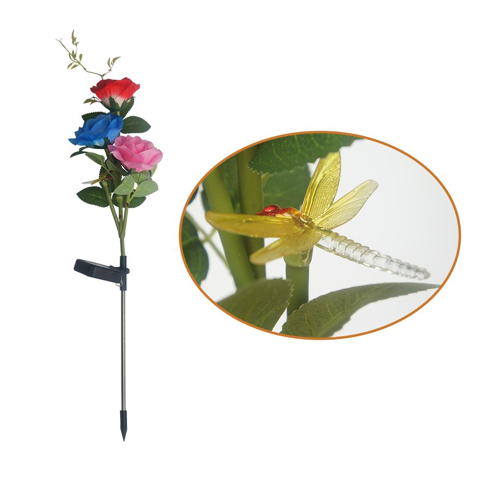 LED Solar Light Waterproof Rose Flowers Lamp Outdoor Decorative for Garden Yard Lawn Path Lighting Holiday Wedding Decor