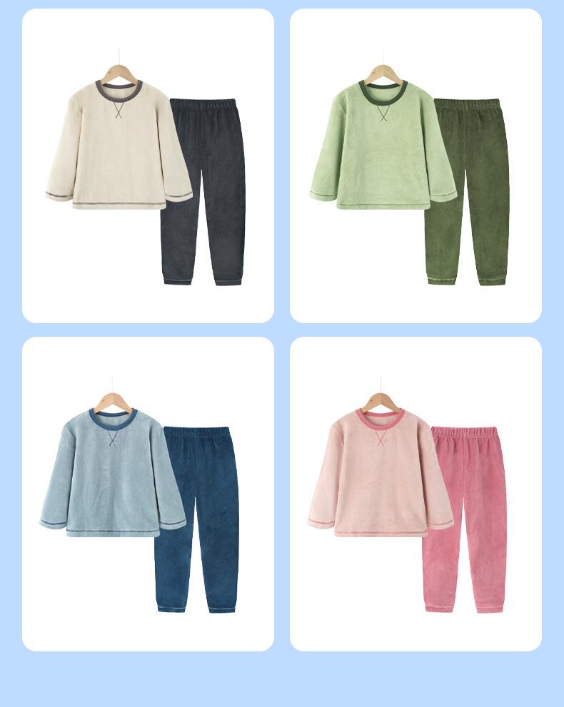 Унисекс Детский фланелевый пижамный комплект на флисовой подкладке для осени и зимы