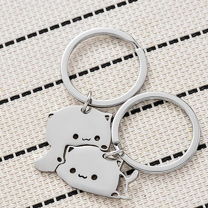 1 пара мультяшных котов, брелок для ключей, пара влюбленных из нержавеющей стали, симпатичный кулон, брелок для ключей, подарочные украшения