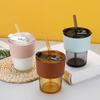 Bamboo Cup Creative Transparent Glass Straw Cup Portable Feng Shui Cup With Lid Milk Coffee Cup