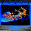 Christmas Santa Claus Fluorescent Tapestry Outer Space Polyster UV BlackLight Tapestry, Wall Hanging For Living Room Bedroom Office Home Decor