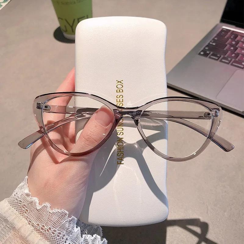 Retro Blue Green Oval Small Frame Glasses Frame Women'S Anti Blue Light Glasses New Fashion Style Eyeglasses Frame