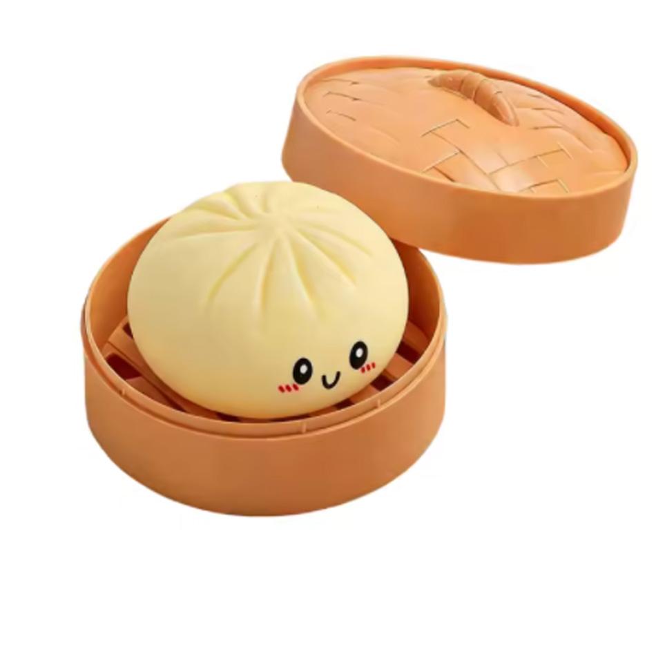 Squeezy Dumplings Squishy Steamed Bun Toy Stress Relief Fidget Toy Slow Rebound Soft TPR for Kids Adults Dough Ball Unique Gifts