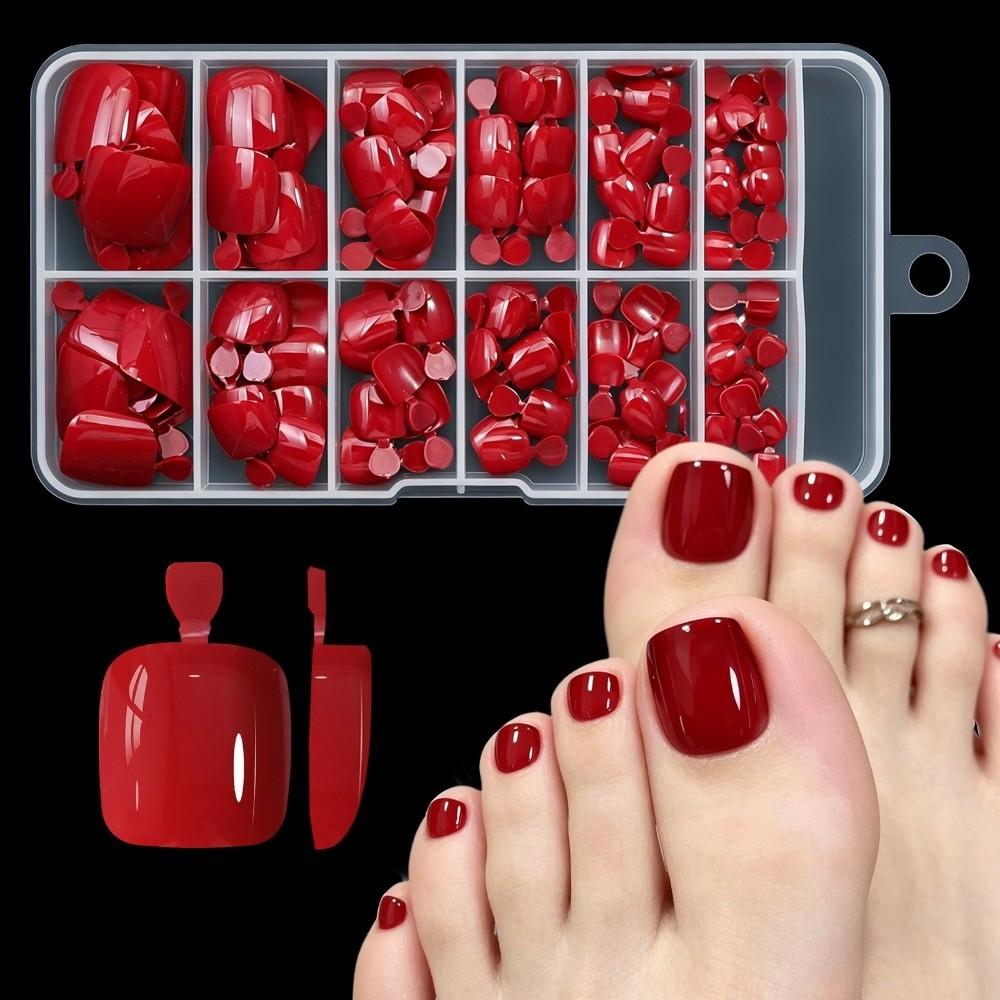 120 pcs Glossy Finish Press On Toenails Pre Colored Toe Nail Box Pack Fake Toenails For Women Girls