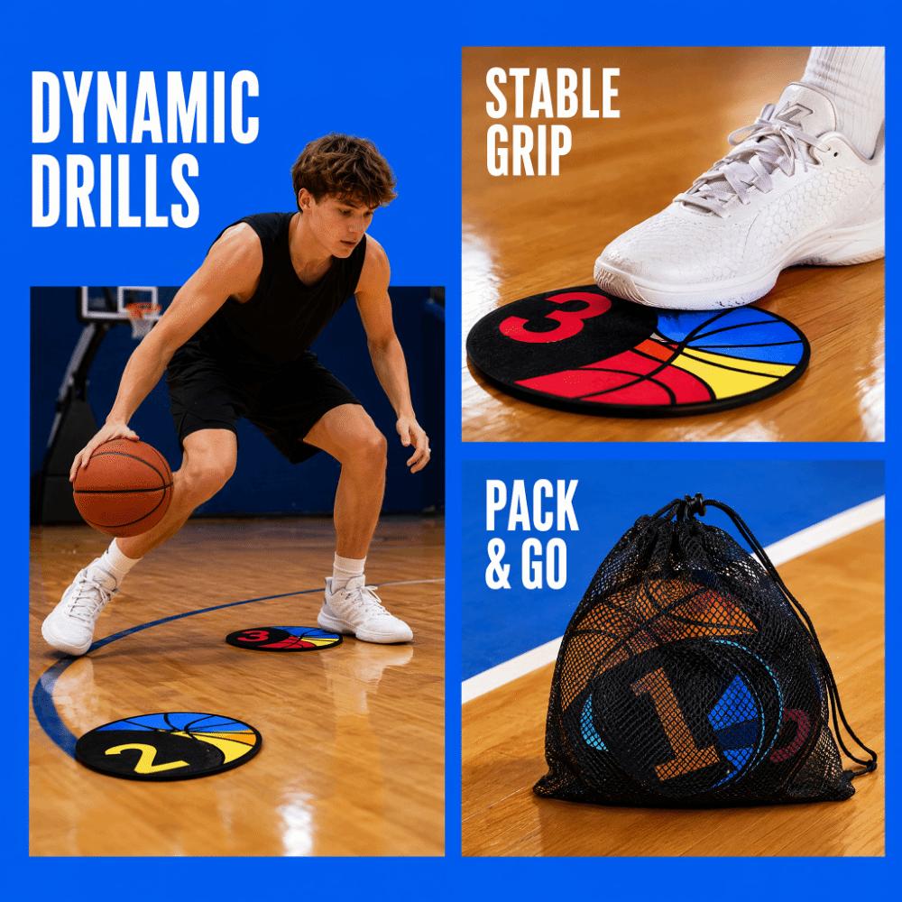 6PCS Rubber Basketball Spot Marker Anti-Slip Numbered Practice Mats Basketball Dribbling
