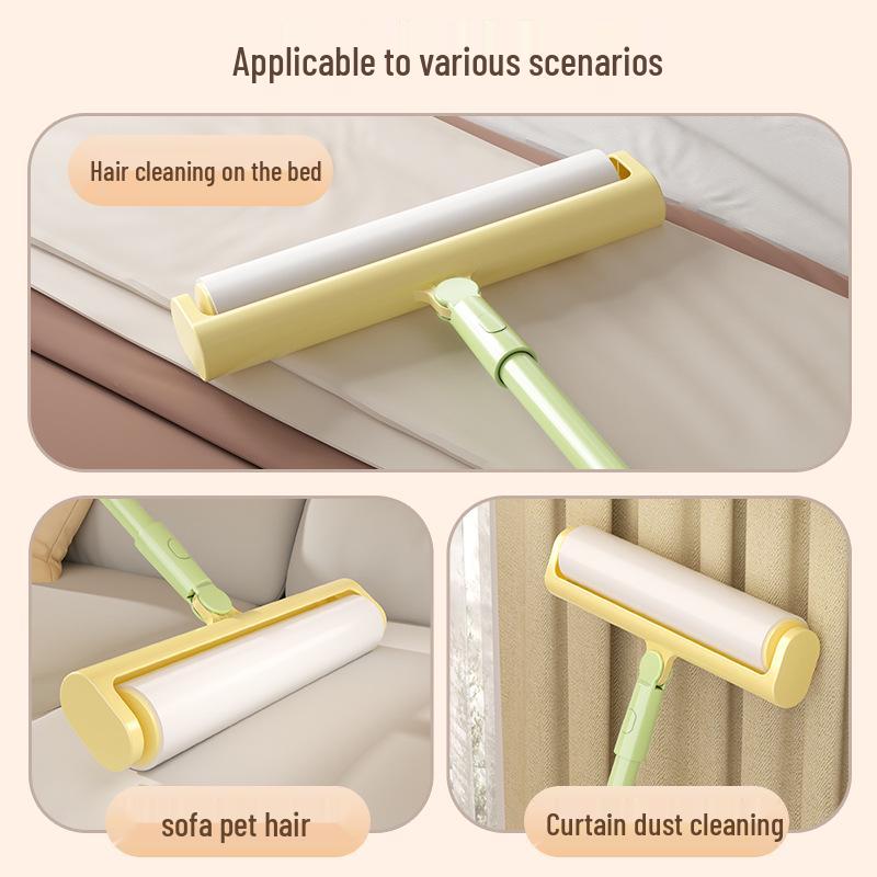 Long-Handled Lint Roller Brush for Hair Removal with Tearable Paper
