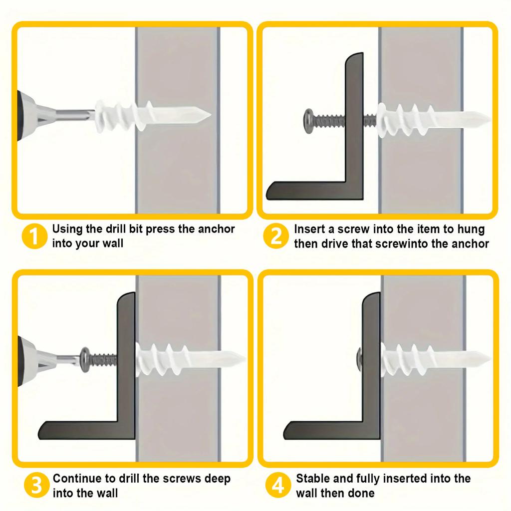 66 шт. самосверлящий дюбель для гипсокартона с саморезом для гипсокартона, гипсовой стены, полой стены, расширительный дюбель, пластиковый нейлоновый