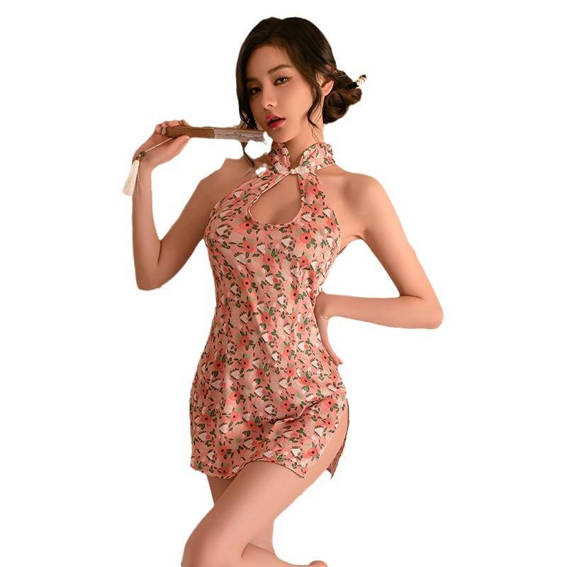 Small floral sexy high-end slim oriental ancient rhyme cheongsam women's hot free sex underwear uniform