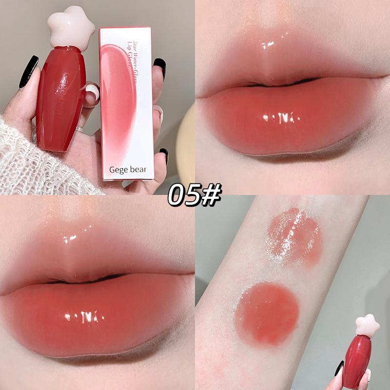 Gege bear Water Gloss Lip Gloss Moisturizing Water Gloss Mirror Colored Long-lasting Lipstick
