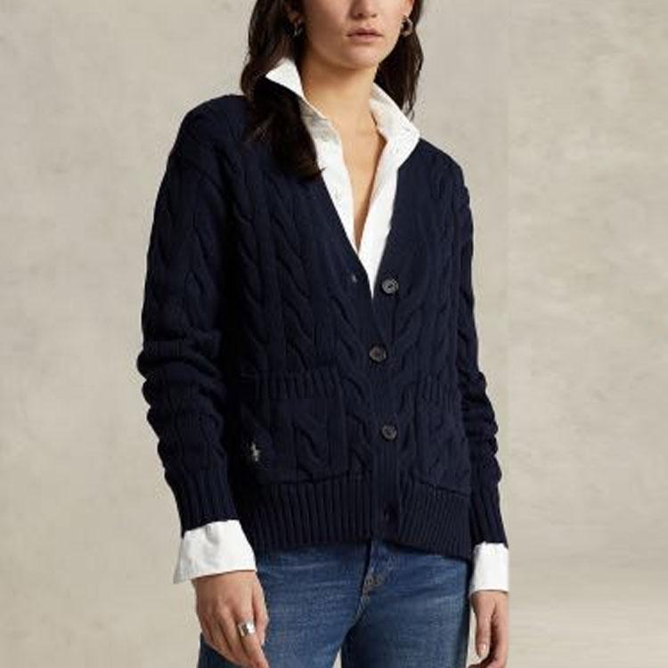 Polo Ralph Lauren SS23 Solid Cable Knit Sweater Женский свитер Темно-синий WMPOSWENDW20082-400