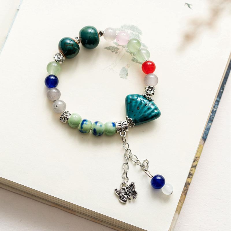 Керамический браслет ювелирные изделия модный цветочный глазурь бисерный браслет многоцветный повседневный богемный браслет