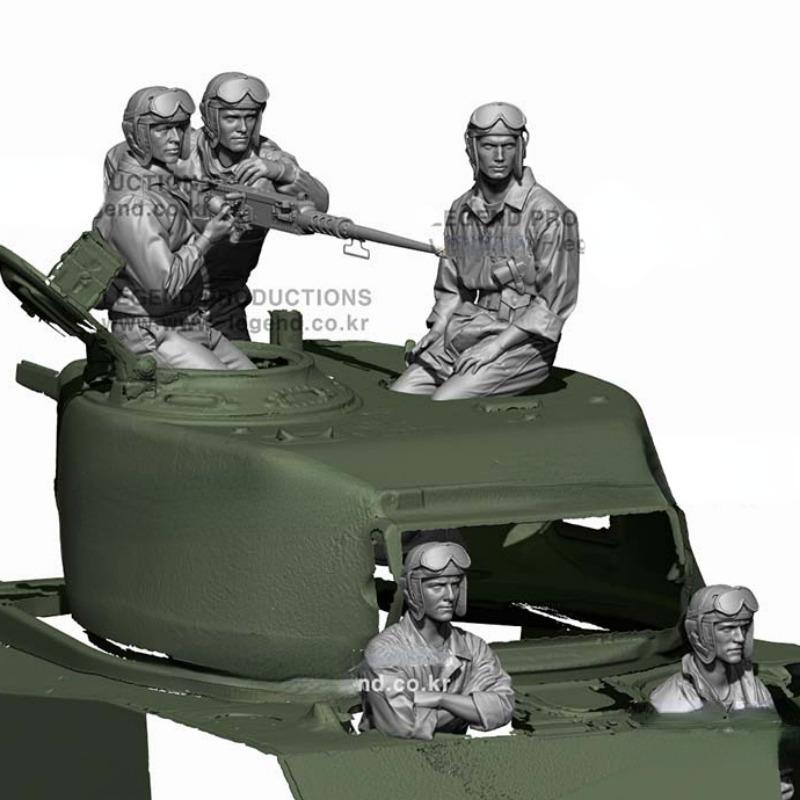 Масштаб 1/16 Смоляной корпус Сборная модель Военное хобби Миниатюра Набор экипажа американского танка Второй мировой войны (5 инжиров) Не собранный и неокрашенный