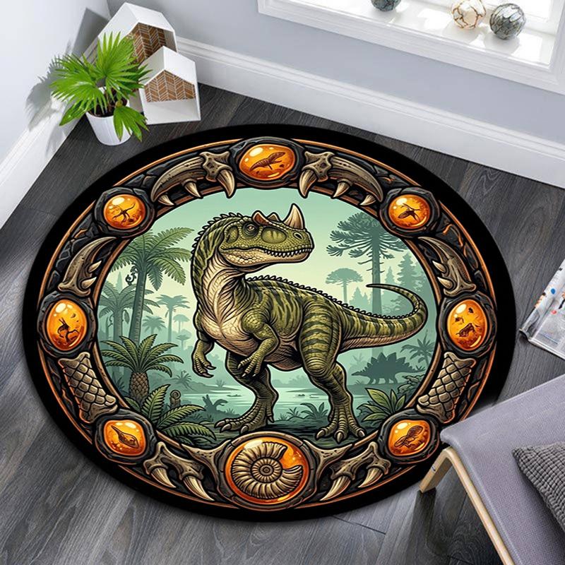 Prehistoric Dinosaur Realm Round Area Rug Under Office Chairs Bedroom Living Room Home Decor