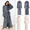 Flannel V-Neck Winter Robe Women&Men Bathorobe with Belt Full Sleeve Warm Negligee Thicken Ultra Colar Fleece Home Dressing Gown