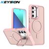 KEYSION Чехол-подставка с магнитом для MagSafe для Samsung Galaxy A55 5G A35 A25 A15 A05S Матовый полупрозрачный ударопрочный чехол
