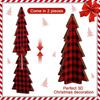 3 Pieces Christmas Decor Plaid Christmas Tree Decorations Set Of, 3D Wooden Tabletop Trees, 5.5 Inch Height, Holiday Home Decor (Plaid Style)