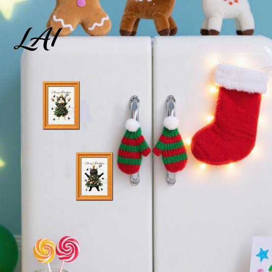 Waterproof Wooden Fridge Magnets Christmas Ghost/Dog/Cat Magnets Retro Photo Frame Refrigerator Magnet Strong Magnetic Gift for Home Adsorption