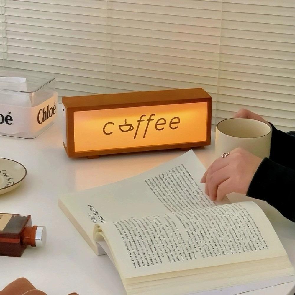 New LED Mood Desktop Light Coffee Wooden Atmosphere Light USB Table Lamp Birthday Gift