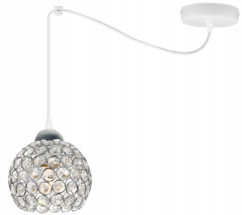 CHROME SPIDER HANGING LAMP, CRYSTAL CEILING