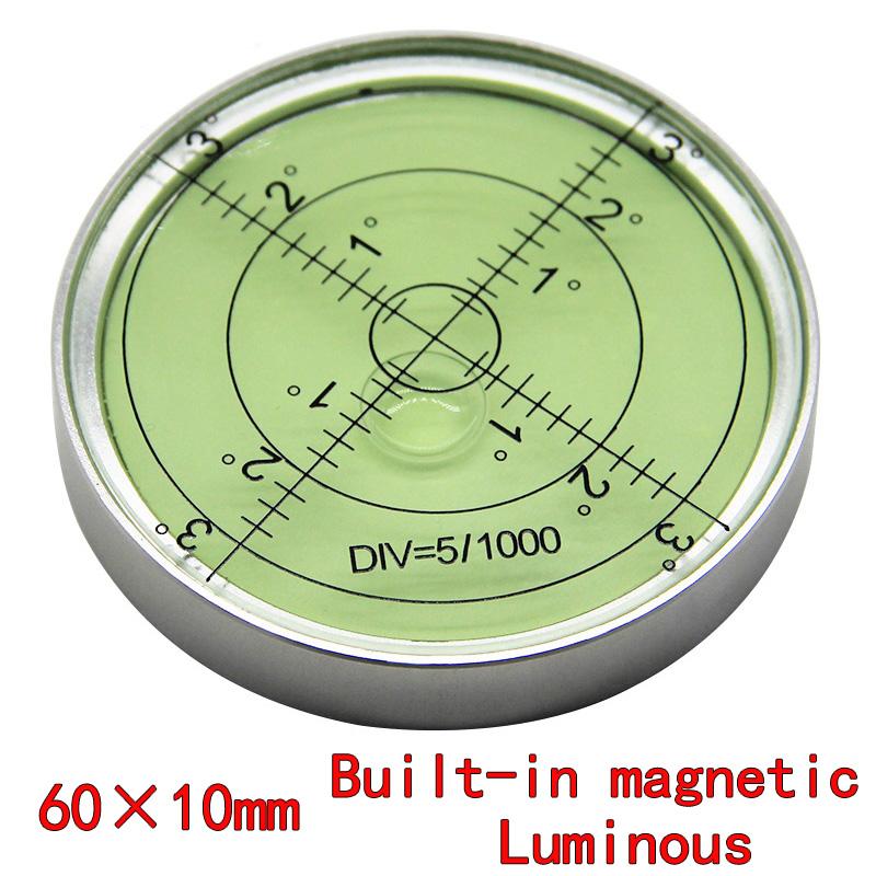 Magnetic Level Meter Mini Metal Level Bead High Precision Horizontal Bubble Round Small Household Level Bubble 60*10mm