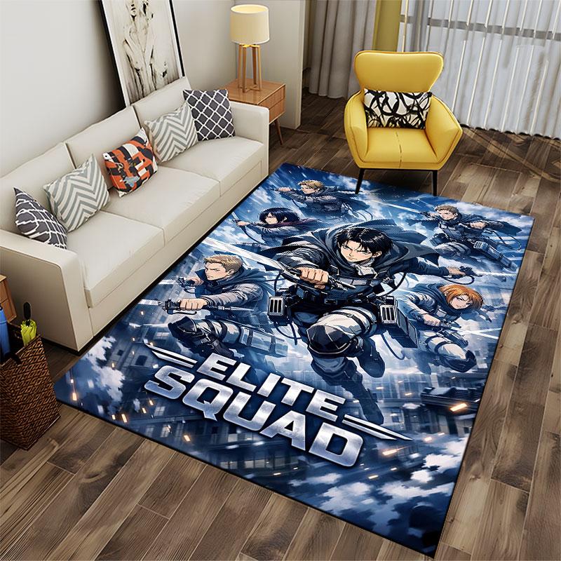 Elite Squad Anime Battle Scene suitable as a non-slip mat for the living room or bedroom sofa