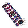 Natural Ammolite, Tourmaline Gemstone 925 Sterling Silver Bracelet 7-8" B2R41