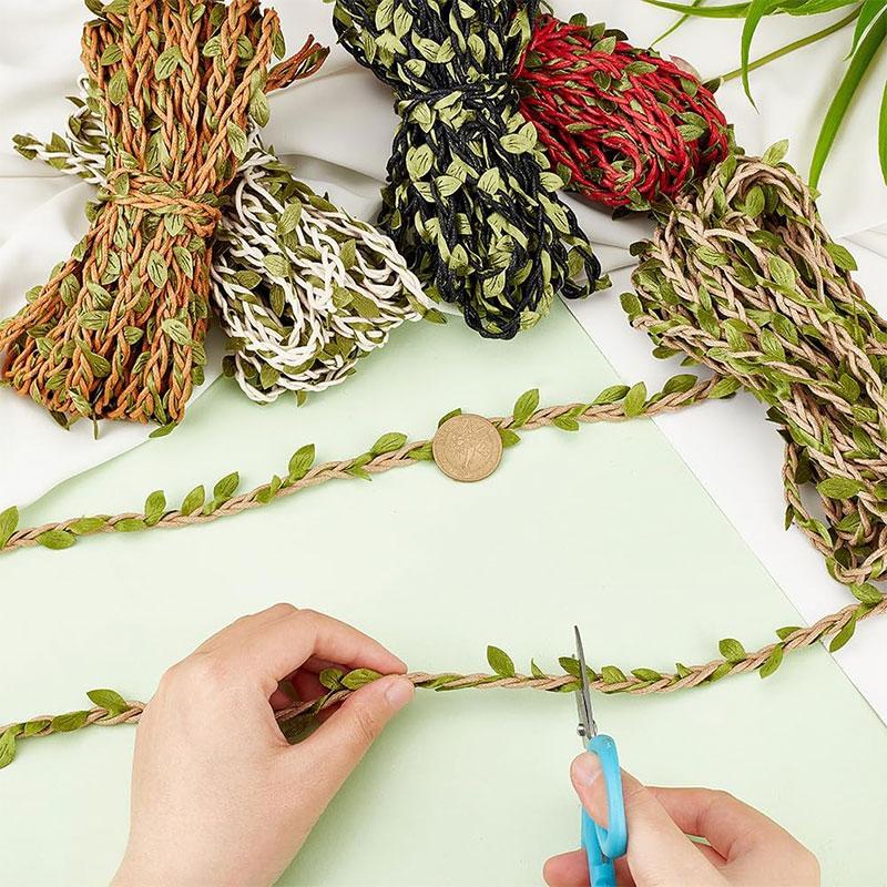 DIY Пеньковая веревка с веревкой-листьями Натуральная джутовая веревка Мешковина Лента DIY Поделки Винтажные Для дома Свадьбы Вечеринки Декор