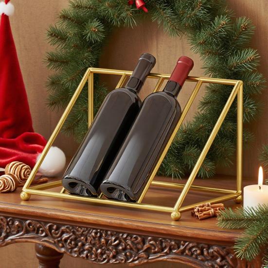 Wine Bottle Rack Iron Inclined Display Holder for 4-5 Bottles Modern Minimalist Wine Organizer for Entryway Bar Cabinet Decor