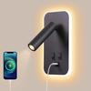 Indoor Led Wall Lamps Living Room Bedroom Bedside Decor Light with Switch and USB Port Rotatable Wall Spotlight
