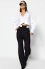 Women's Trousers Fashion New Season Black Wide Leg Wide Leg Woven Waist Detailed Trousers