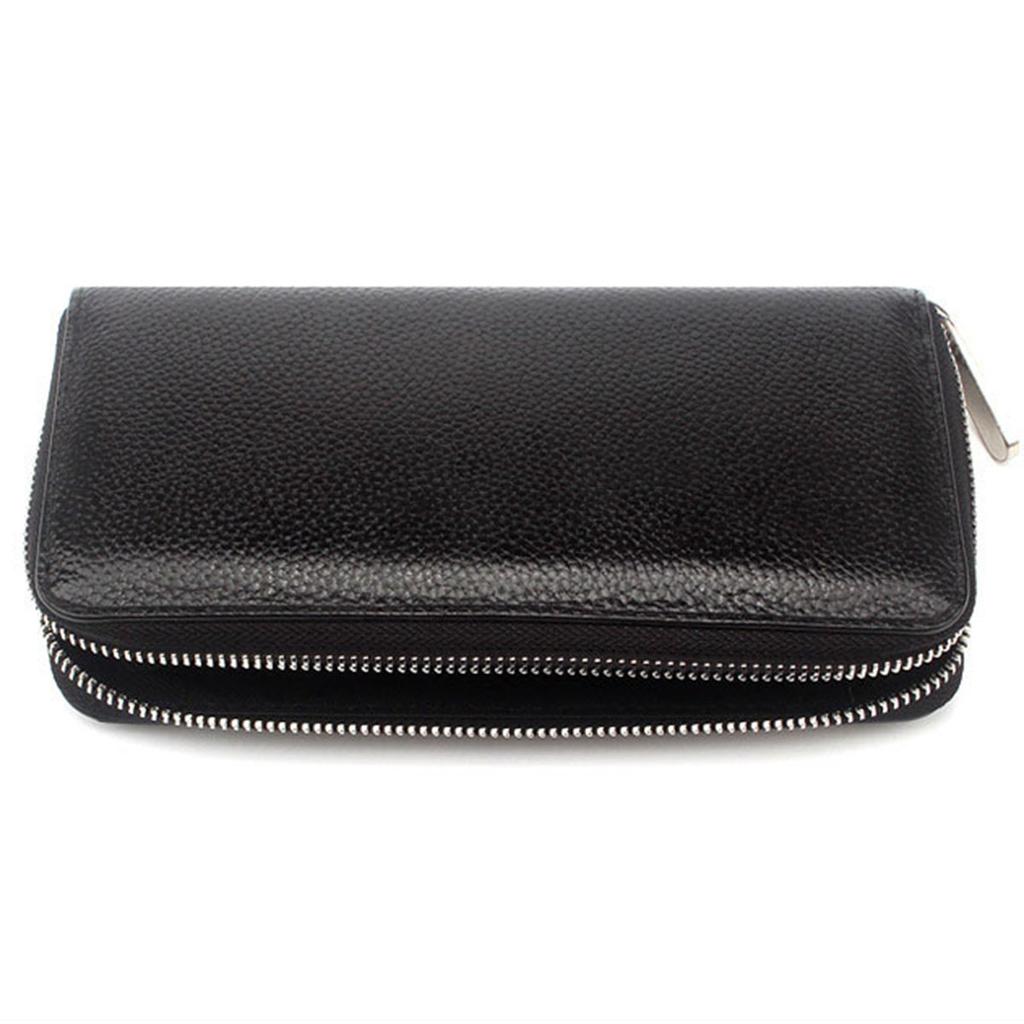 Женский кошелек из натуральной кожи, большой вместительный мужской кожаный клатч, модный длинный стандартный кошелек на молнии, сумка для денег