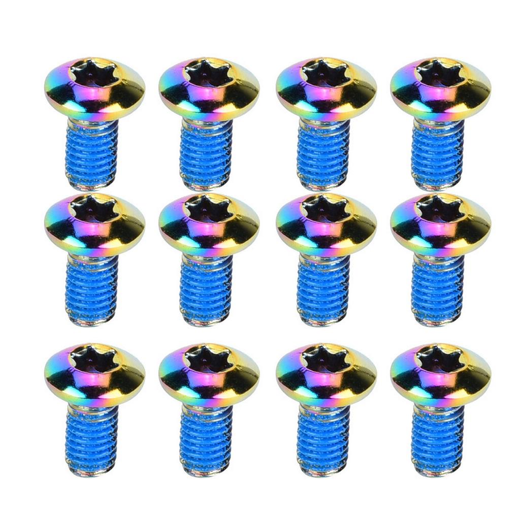 12PCS Heavy Duty Steel Bike Bicycle Disc Brake Rotor T25 Screws Cycling Accessory Colorful