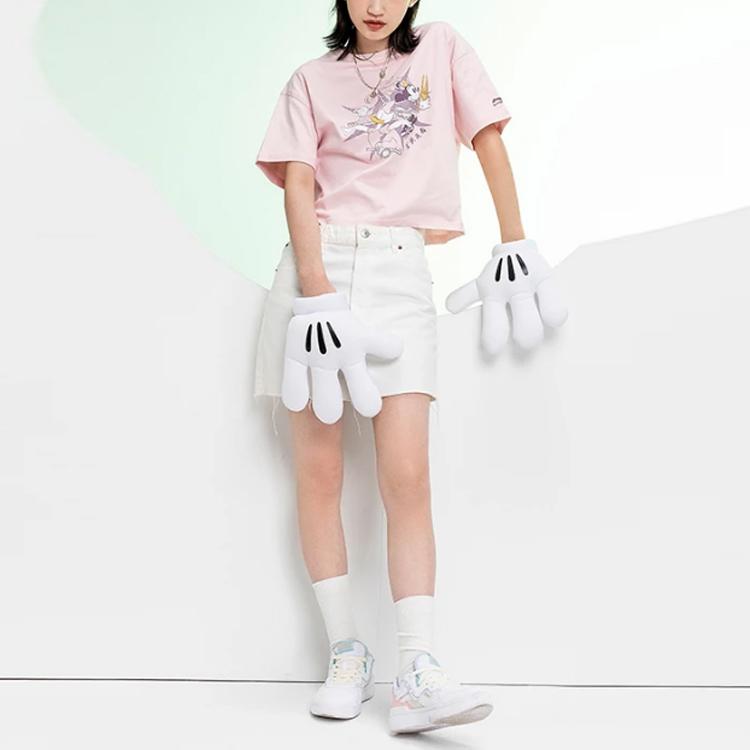 Свободная футболка с круглым вырезом и короткими рукавами Li Ning x Disney, женские топы розового цвета AHSR208-2