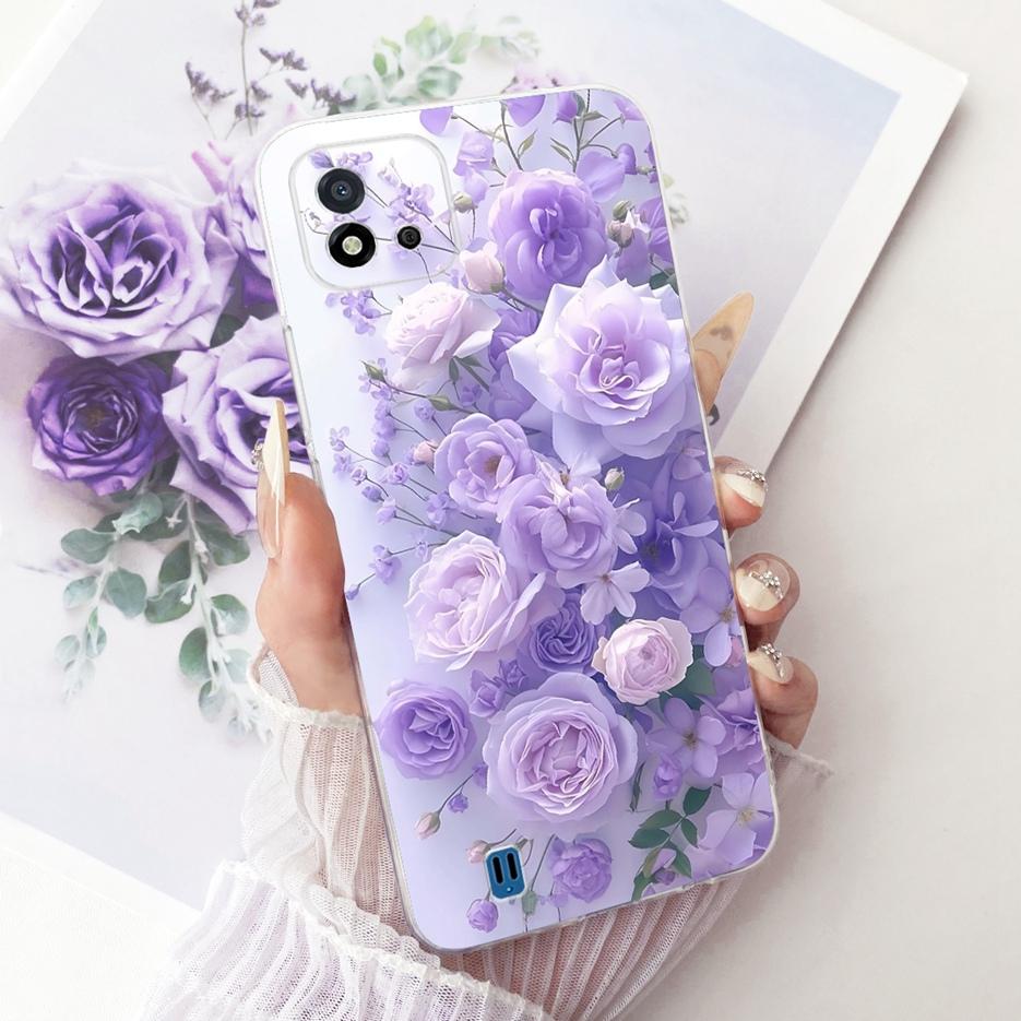 Чехол для Realme C11 2021 RMX3231 Цветы Расписной Чехол Мягкий Силиконовый Чехол для Телефона Для Realme C20 C 11 RealmeC11 2021 Сумки