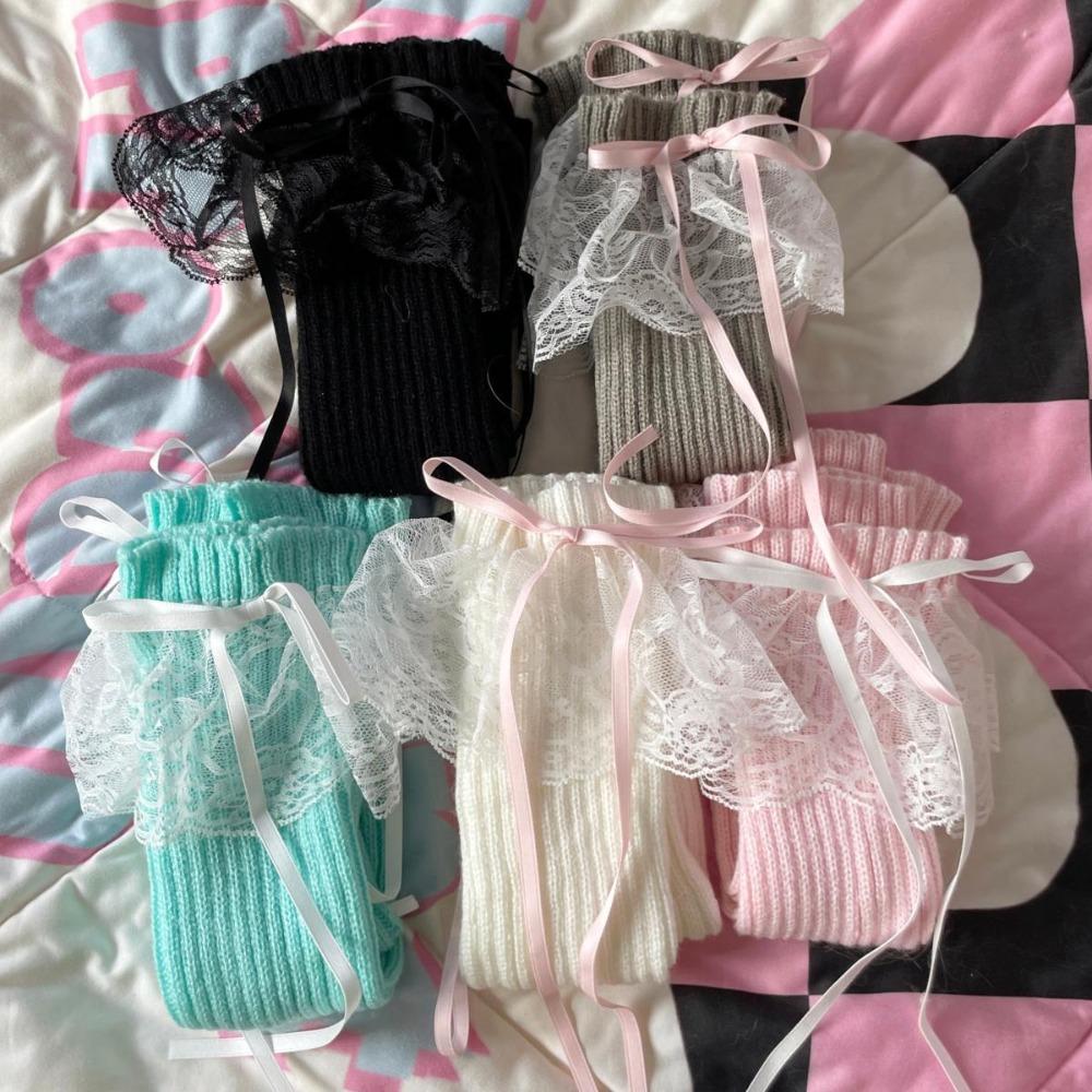 Knitted Streamer Long Socks Soft Leg Warmers Japanese Y2K Ankle Warmer Princess Style