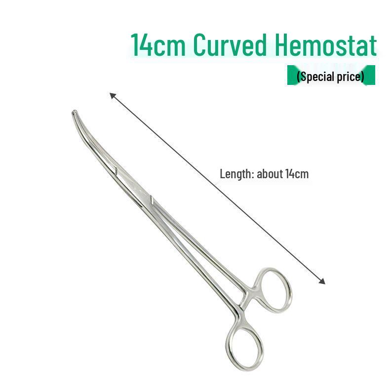 Large Stainless Steel Hemostatic Forceps: Pet Pliers, Needle Holder, Tweezers, Surgical Vessel Clamps - Straight & Curved Tips.