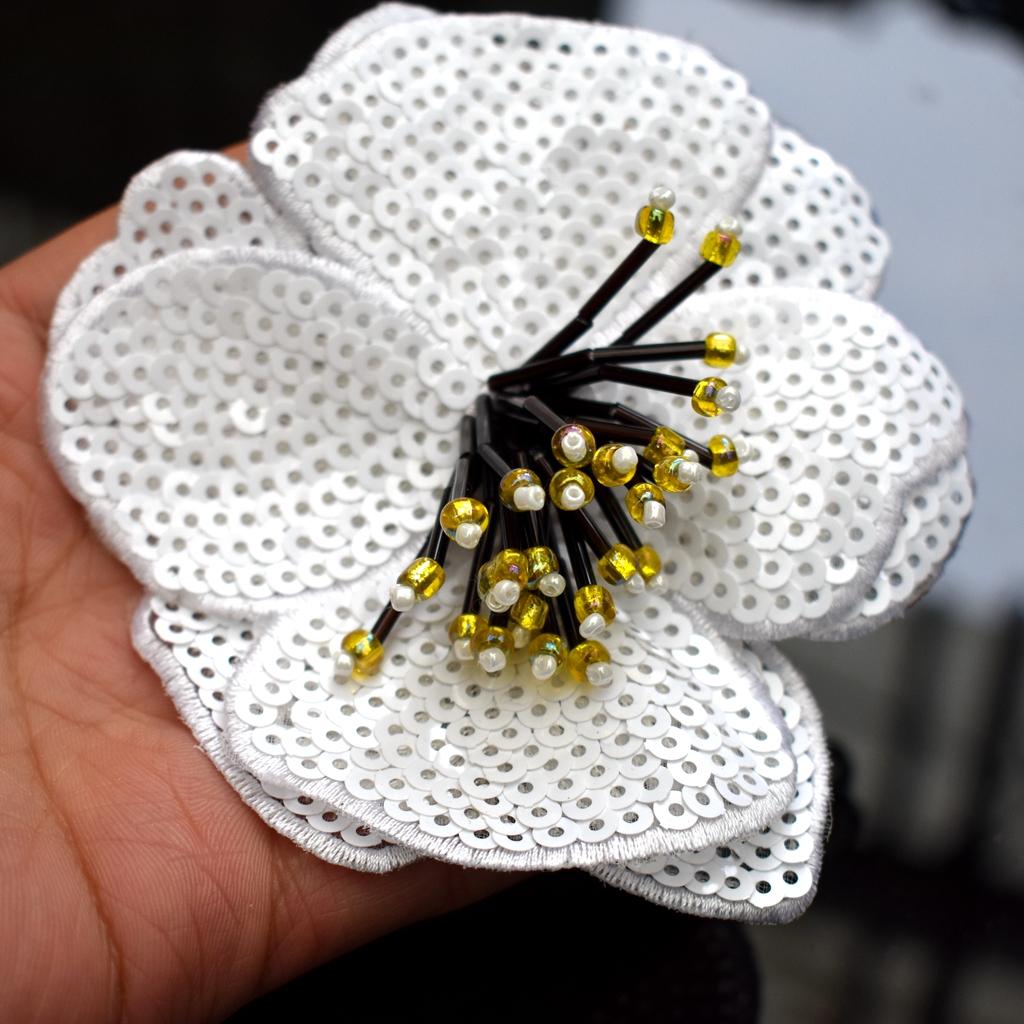 Handmade Beads Embroidery Flower Colorful Sequins Patch Cloth Decorated With DIY Auxiliary Material Large Repair Hole Applique