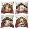 Рождественский Вертеп Младенец Иисус и Мария Декоративные Наволочки для Подушек Домашний Декор Двусторонняя Печать Квадратная Подушка Подушка для Гостиной