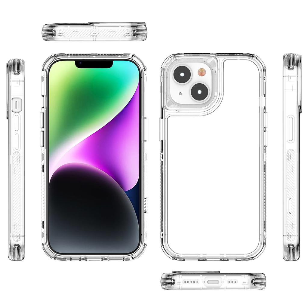 Чехол для iPhone 14 Plus/15 Plus Акрил+ТПУ Противоударный Прозрачный Чехол для Телефона