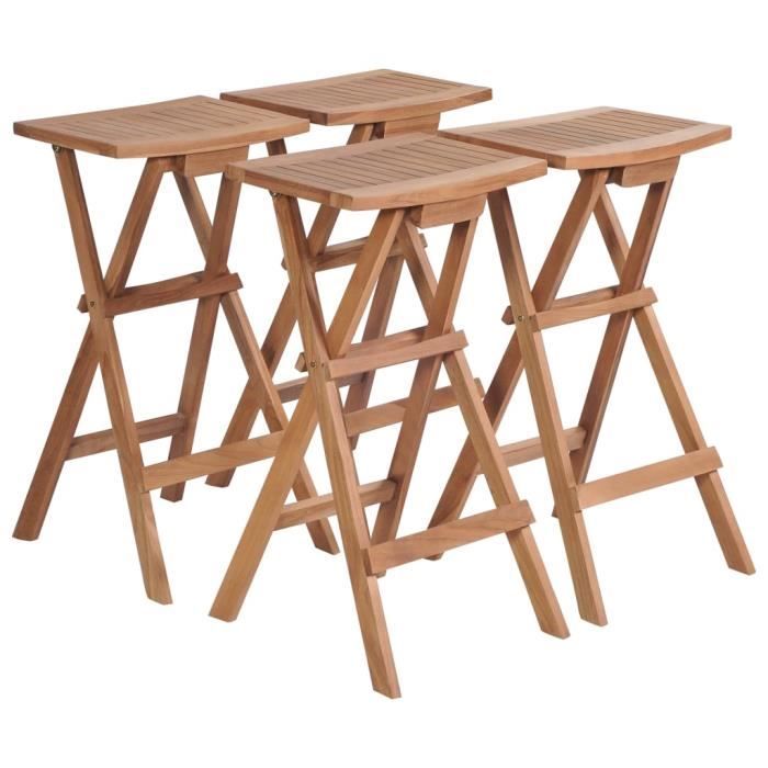 VidaXL Folding Bar Stools 4 Pcs Solid Teak Wood 44728