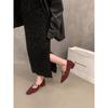 Thick Heel Retro Suede Single Shoes Women's Shoes 2025 New Spring and Autumn Red Square Head Mary Jane Evening Shoes