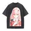 Аниме DARLING In The FRANXX Зеро Ту Каваи Принтованная Футболка Мужская Женская Хлопковые Футболки с Коротким Рукавом Стиранная Футболка Оверсайз Футболка