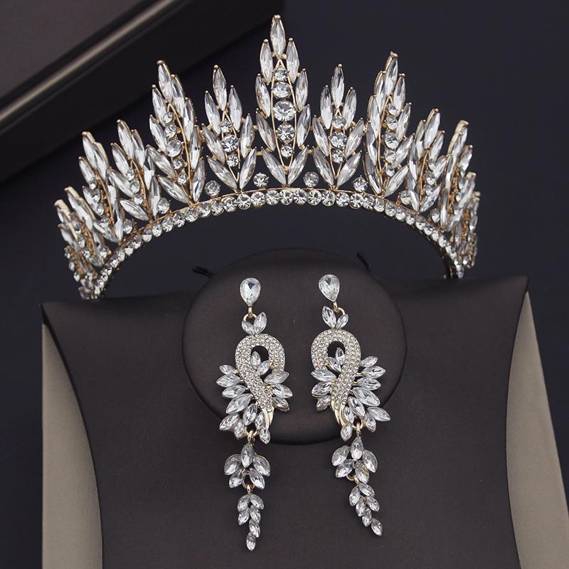 Модные красные диадемы, свадебные комплекты ювелирных изделий для женщин, свадебные короны, серьги, комплекты с диадемами, аксессуары для вечеринок для девочек