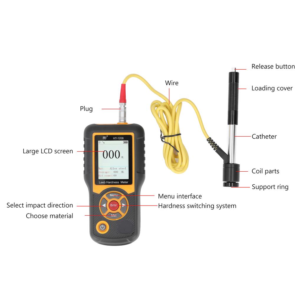 Digital Hardness Tester ABS High Accuracy Hardness Meter Durometer Scale with Color Screen Digital Hardness Tester