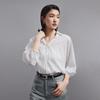 Lantern sleeve striped shirt for women's spring new simple commuting V-neck shirt
