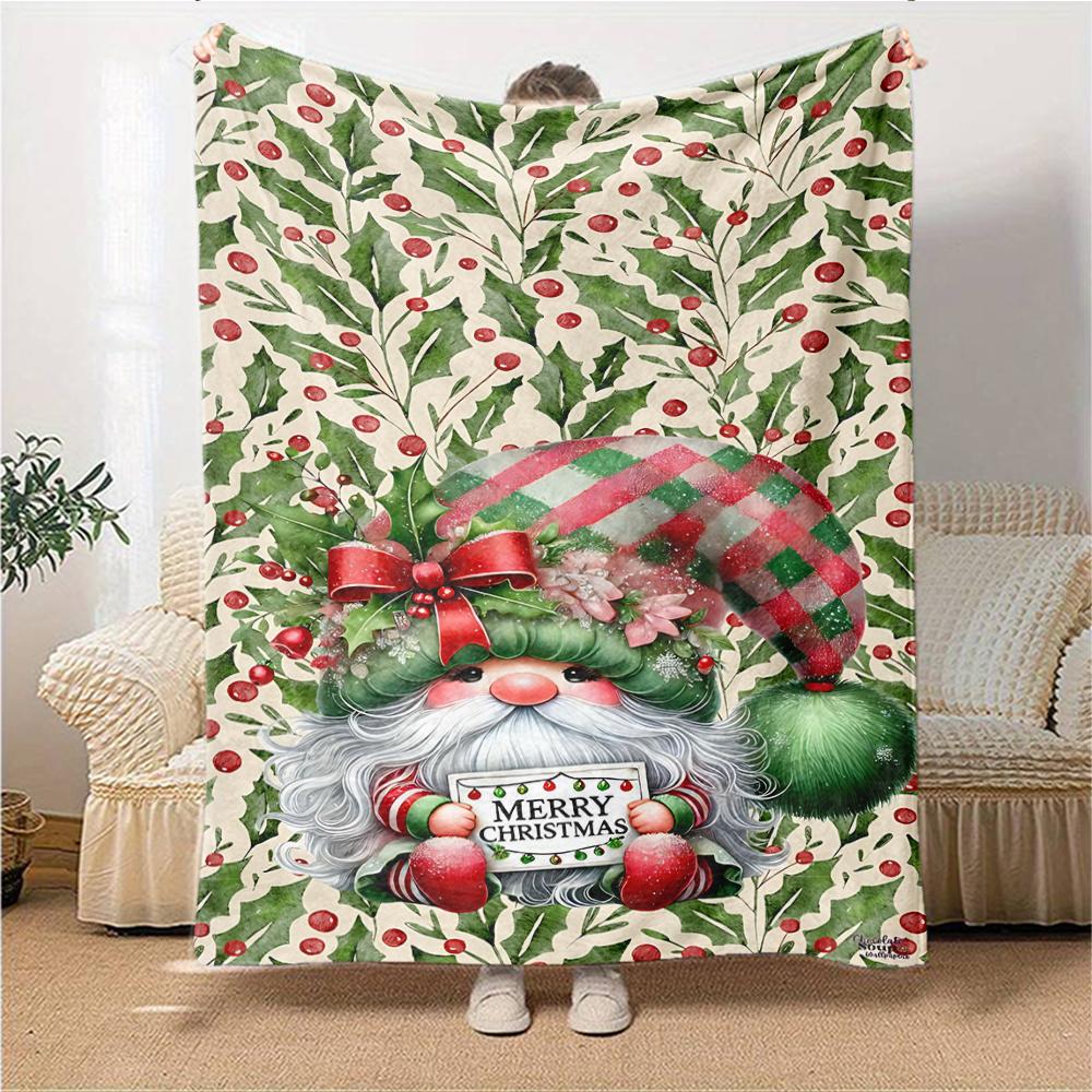 1Pc Christmas Gnome Parade Blanket Soft Throw Blanket For Home Bedroom Bed Sofa Travel Office Solid Christmas Blanket
