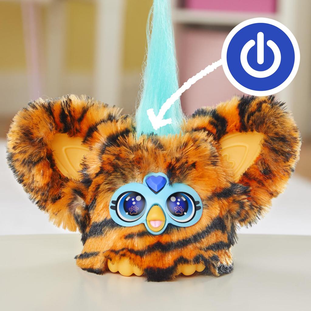 Hasbro Furby Furblets Tibby Мини-друг, Электрическая плюшевая игрушка для мальчиков и девочек, Возраст 6+, Оранжевый, Тигр, Furby говорит, Музыкальный, G1700, Оригинал