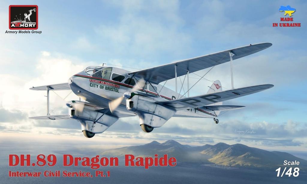 Armory Scale De Havilland Dragon Rapide Interwar Civil Aviation Part 1 Plastic Model Kit AMR48005 1/48 DH.89