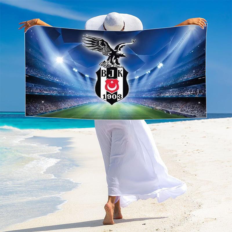 Besiktas JK Logo Print Beach Towel, Large Soft Quick Dry Towel for Beach Camping Swimming